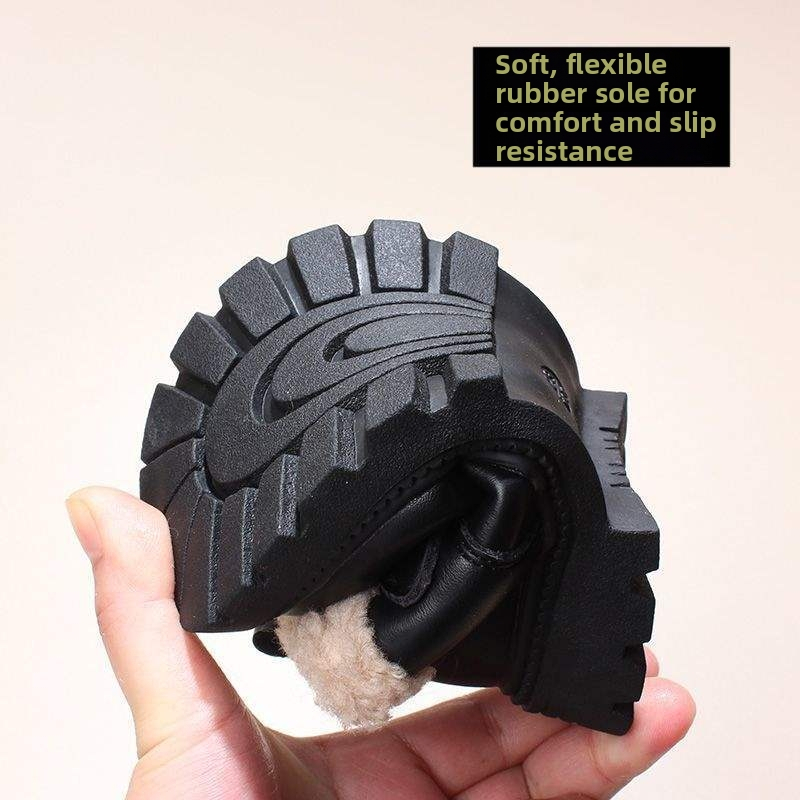 Téli cipők babáknak és totyogóknak - mikroszálas bőrfelsőrész, Velcro-zár, gumitalp, középmagas