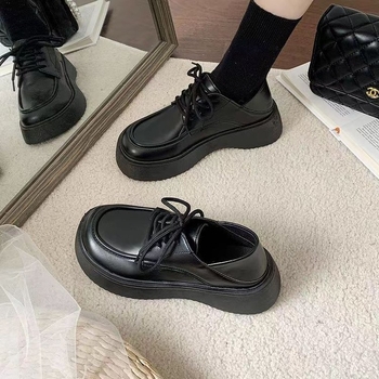 Ženske Mary Jane cipele u korejskom stilu sa uzorkom zmije, okrugli vrh, platforma 3-5 cm, Velcro kopča