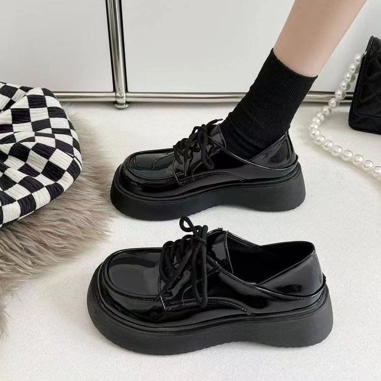 Ženske Mary Jane cipele u korejskom stilu sa uzorkom zmije, okrugli vrh, platforma 3-5 cm, Velcro kopča