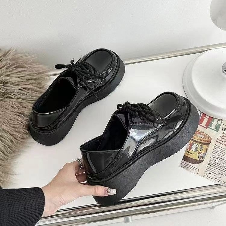Ženske Mary Jane cipele u korejskom stilu sa uzorkom zmije, okrugli vrh, platforma 3-5 cm, Velcro kopča