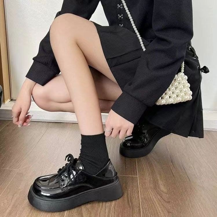 Ženske Mary Jane cipele u korejskom stilu sa uzorkom zmije, okrugli vrh, platforma 3-5 cm, Velcro kopča