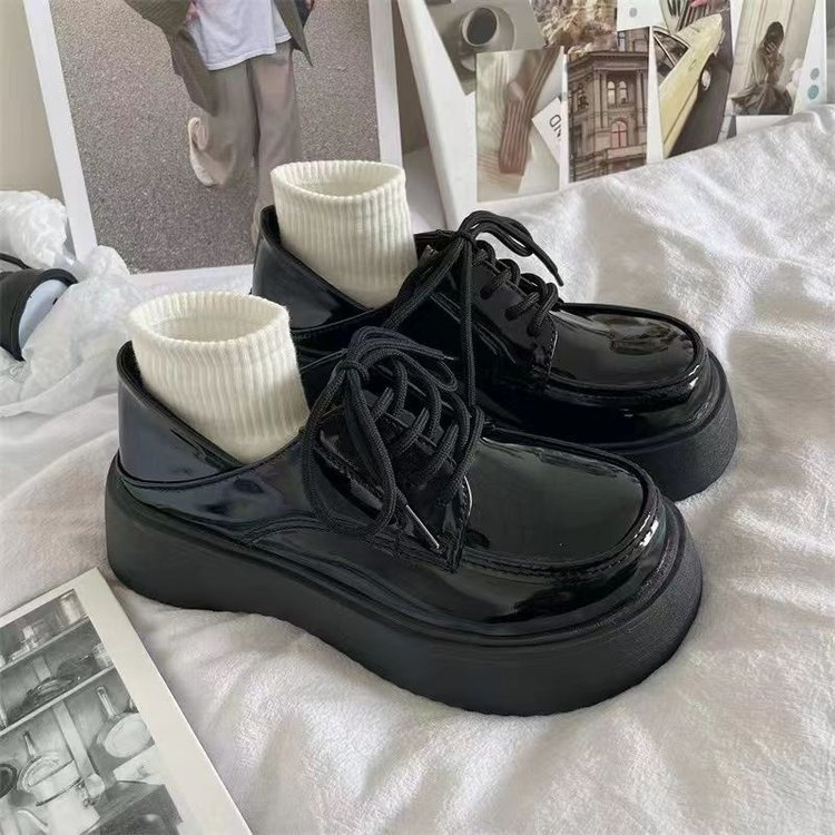Ženske Mary Jane cipele u korejskom stilu sa uzorkom zmije, okrugli vrh, platforma 3-5 cm, Velcro kopča