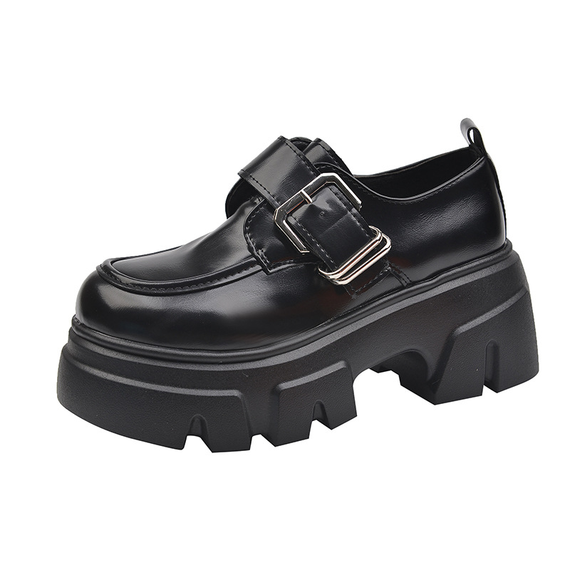 Mary Jane cipele s platformom za povećanje visine od 7 cm, PU gornji dio, gumeni đon, debeli klin, korejski stil