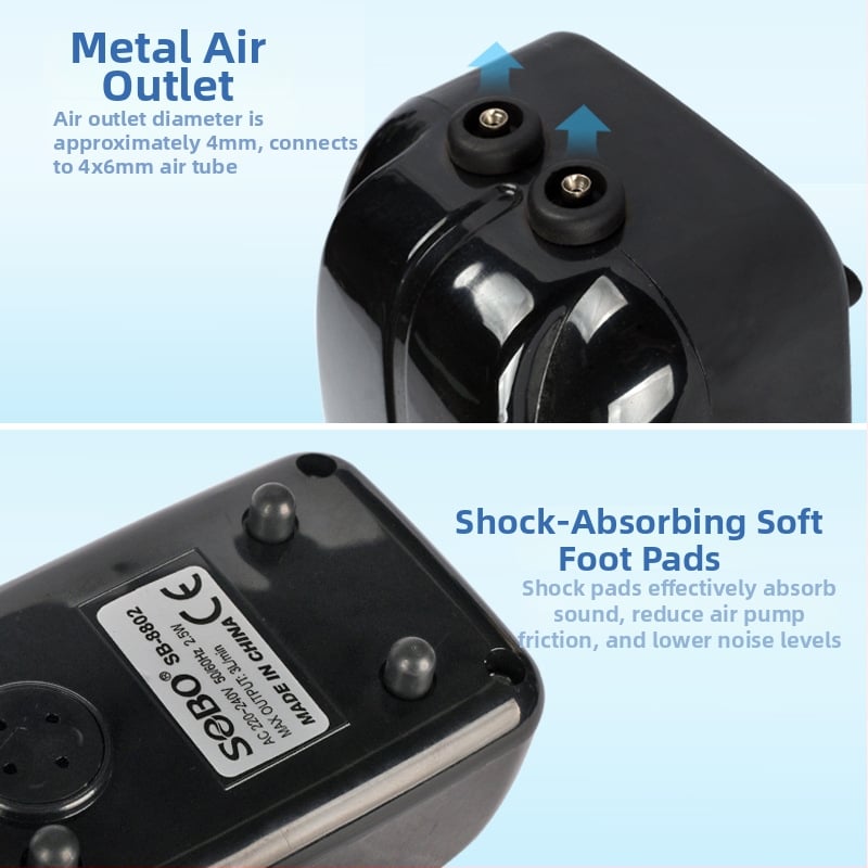 Songbao akváriumi oxigénpumpa – csendes, kompakt oxigéngép, modell 8802, 0,5 kg