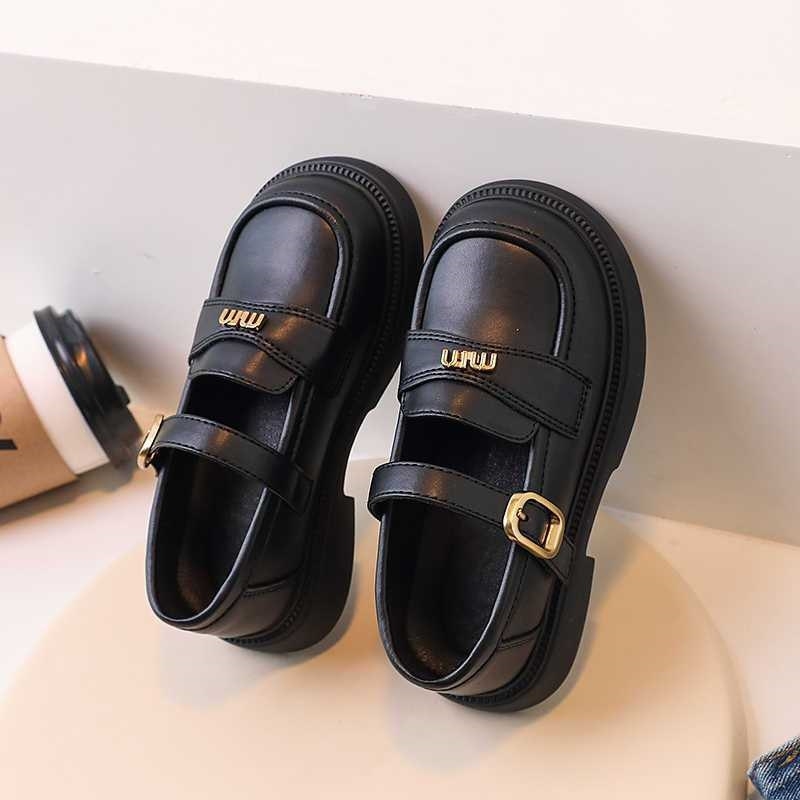 Lányoknak készült királynő-stílusú műbőr loaferek, négyzetes orr, Velcro-zár, PU talp, csíkos mintázat, tavasz–őszre.