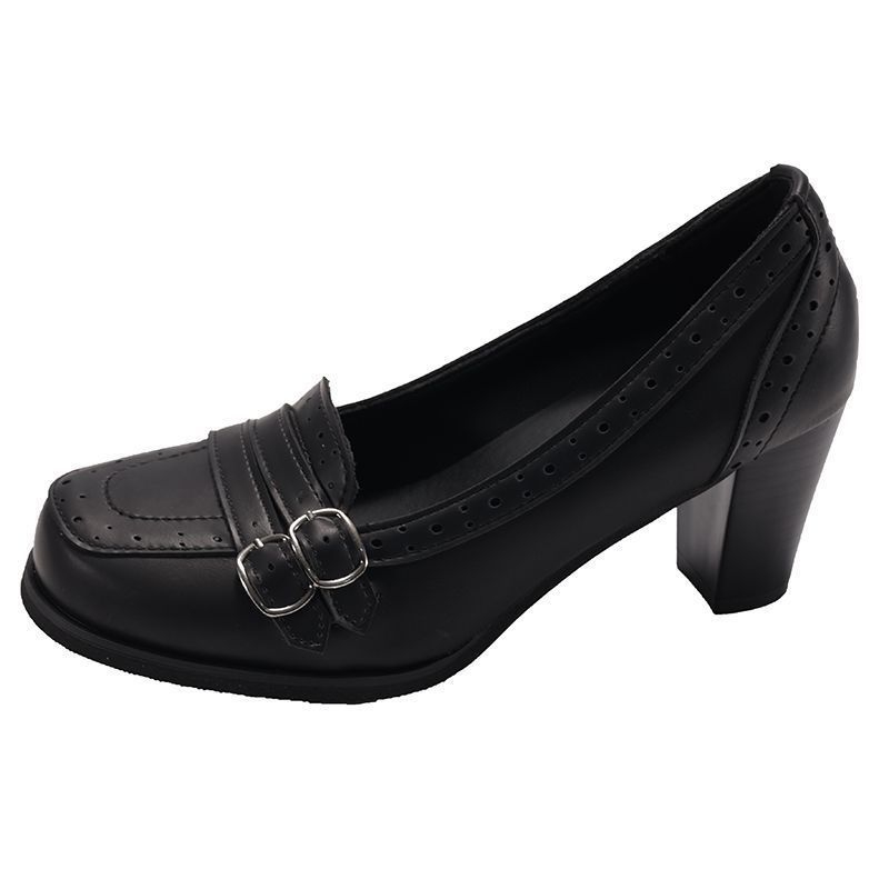 Női Mary Jane cipő – PU felsőrész, kerek orr, 6–8 cm vastag sarok, gumi talp