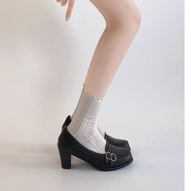 Mary Jane cipők nőknek PU felsőrésszel, vastag sarok, 6–8 cm sarokmagasság, gumírozott talp