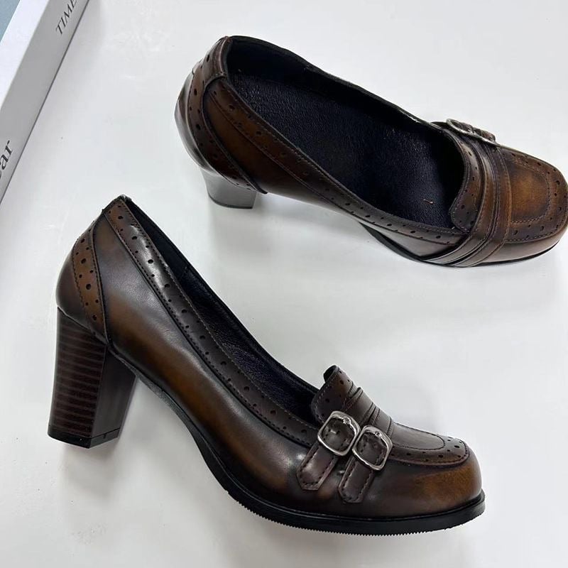 Mary Jane cipők nőknek PU felsőrésszel, vastag sarok, 6–8 cm sarokmagasság, gumírozott talp