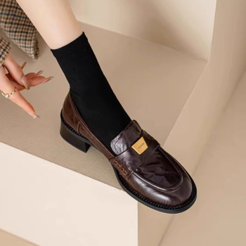 Ženske Mary Jane cipele, slip-on, okrugli vrh, debeli pet 3-5 cm, gornji dio od Super Fiber, kopčanje s kopčom
