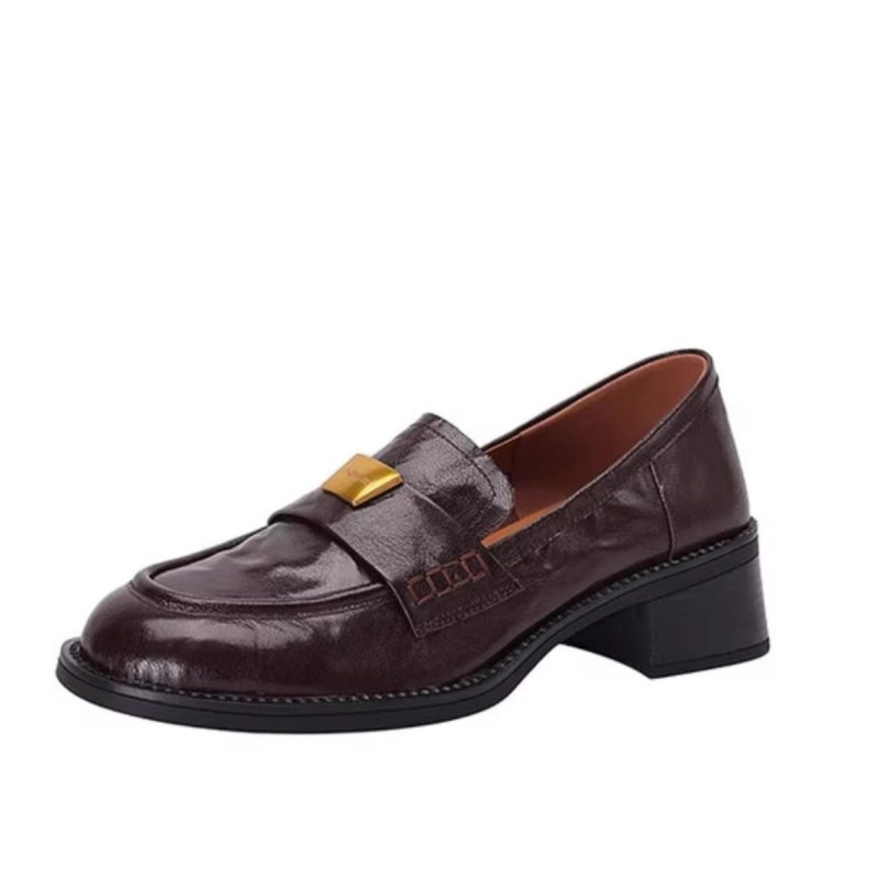 Ženske Mary Jane cipele, slip-on, okrugli vrh, debeli pet 3-5 cm, gornji dio od Super Fiber, kopčanje s kopčom