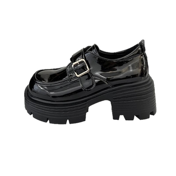 Loafers s okruglim nosom, satenski gornji dio, srednja visina pete 3-5 cm, gumena potplat