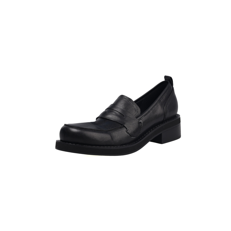 Mokasice od teleće kože, okrugli vrh, duboki otvor, debeli srednji blok peta 3-5 cm, slip-on
