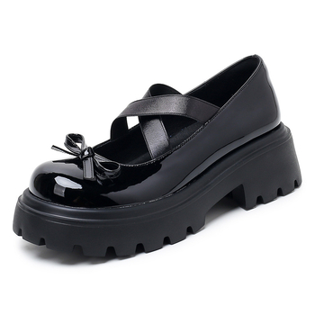 Mary Jane kožne cipele, okrugla nosnica, gornji dio od ultra-fine kože, platforma, srednje visine peta 3-5 cm, japanski stil JK