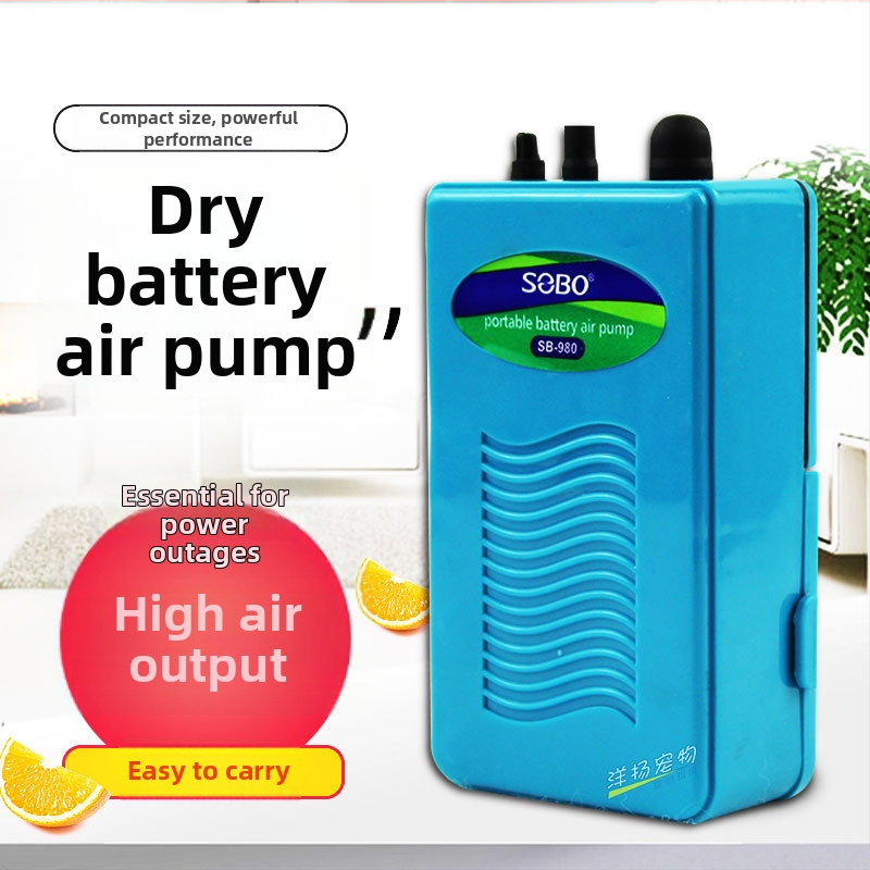 Chi Yiheng Αντλία οξυγόνου για εξωτερικό ενυδρείο, τροφοδοτούμενη με ξηρή μπαταρία, PVC, 50 g