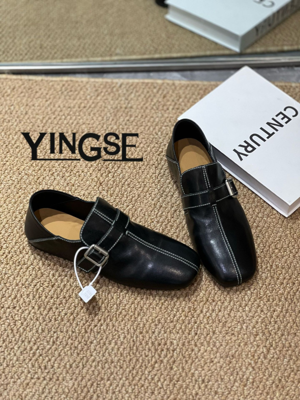 Női retro csíkos marhabőrből készült slip-on cipő, középmagas sarokkal 3–5 cm