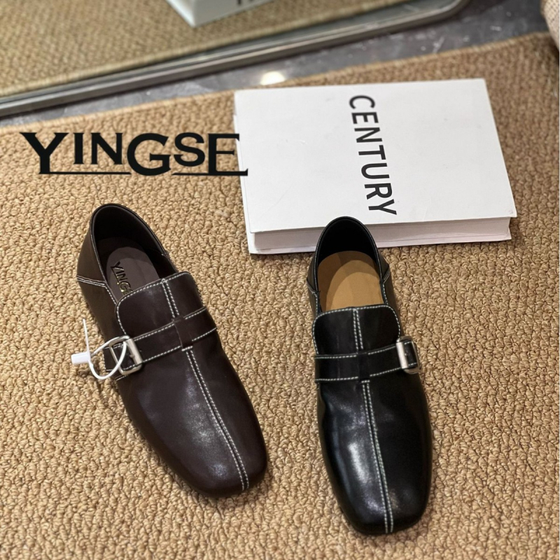 Női retro csíkos marhabőrből készült slip-on cipő, középmagas sarokkal 3–5 cm