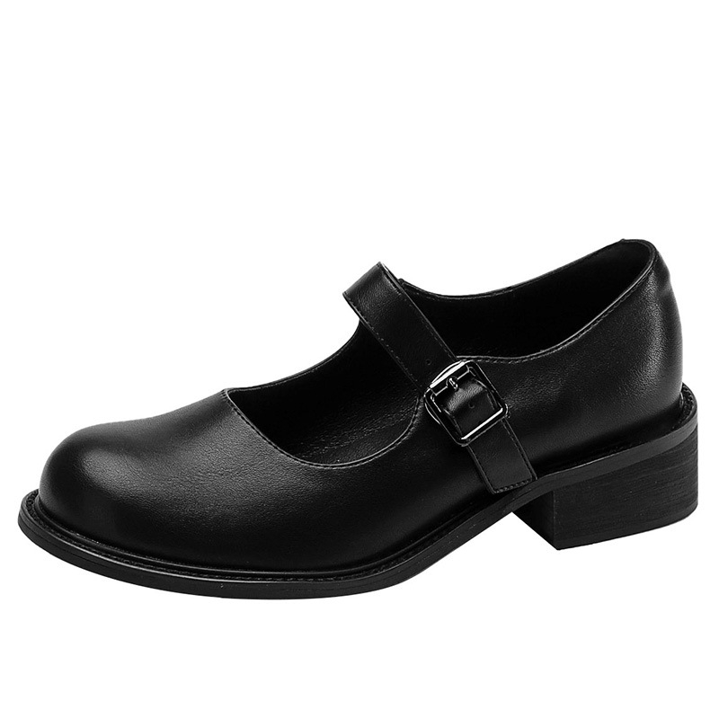 Ženske Mary Jane cipele, PU gornji dio, okrugli vrh, 3–5 cm srednji potpetica, gumeni potplat, sveučilišni stil
