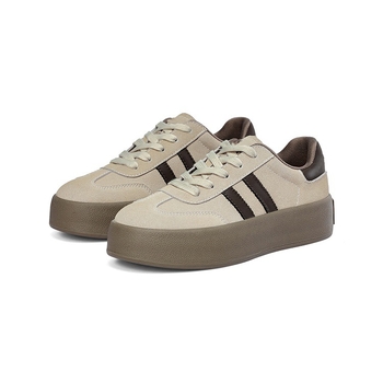 Дамски спортни обувки с дебела подметка — нисък връх, горна част от синтетична кожа, подметка от гума, EVA стелка, връзки (пролет-лято-есен 2025)