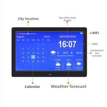 WiFi inteligentné digitálne hodiny DPF-808 s teplotno-vlhkostným senzorom, videoprehrávanie, rozlíšenie 800×600, podpora SD/USB