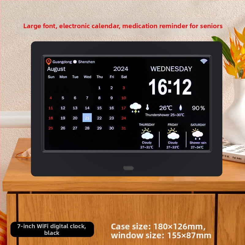 WiFi inteligentné digitálne hodiny DPF-808 s teplotno-vlhkostným senzorom, videoprehrávanie, rozlíšenie 800×600, podpora SD/USB