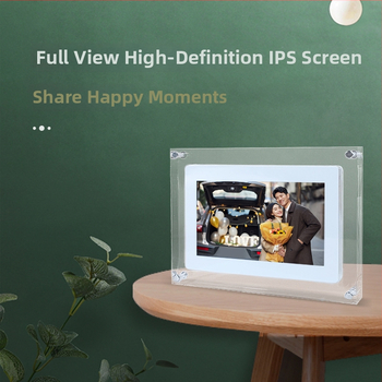 Akrylový digitálny rám na fotky, 4GB úložisko, podpora SD karty, BMP/JPG formáty obrázkov, prehrávanie hudby a videa