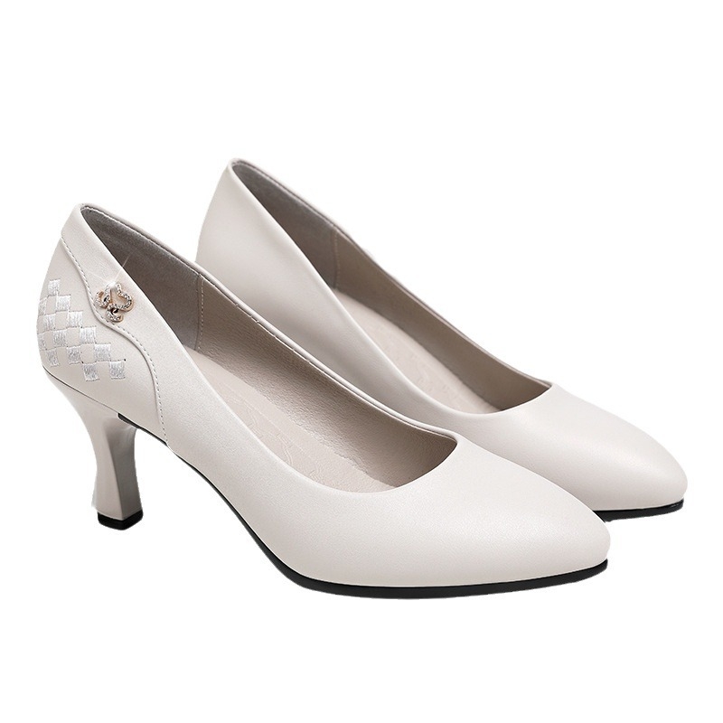 Ženske uredske cipele s noktastim vrhom od mikrovlakana, masivne pete 3–6 cm, slip-on