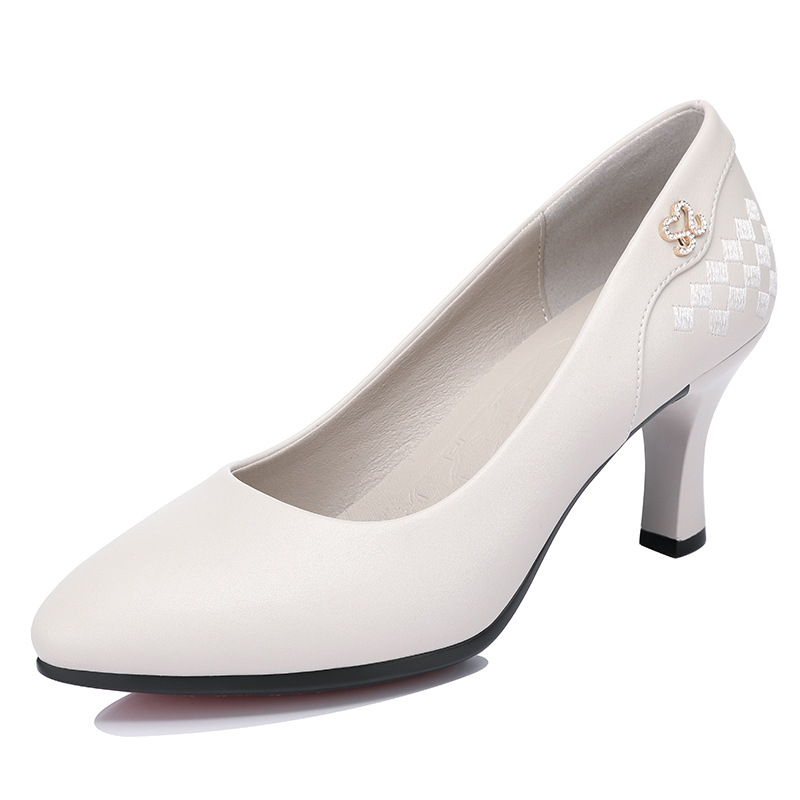 Ženske uredske cipele s noktastim vrhom od mikrovlakana, masivne pete 3–6 cm, slip-on