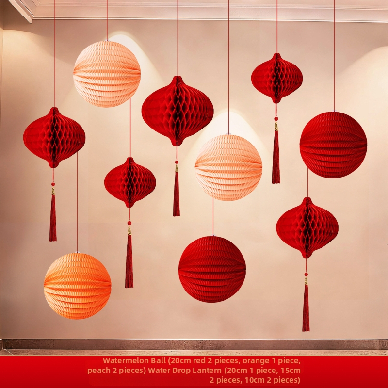 Papirni lampion s preklopnim dizajnom za Proljetni festival i Novu godinu – dekorativni rekvizit prostora
