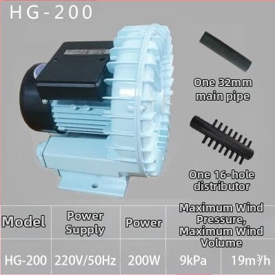 HG-200 pumpa za zrak za uzgoj riba, vrtložni aerator, marka Fishing Booth, težina 7, ventil niskog tlaka
