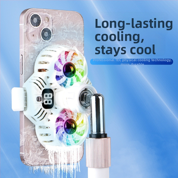 Suport de birou pentru telefon cu răcire din semiconductori dual-core și încărcare wireless, afișaj digital, model Q05, putere 15W