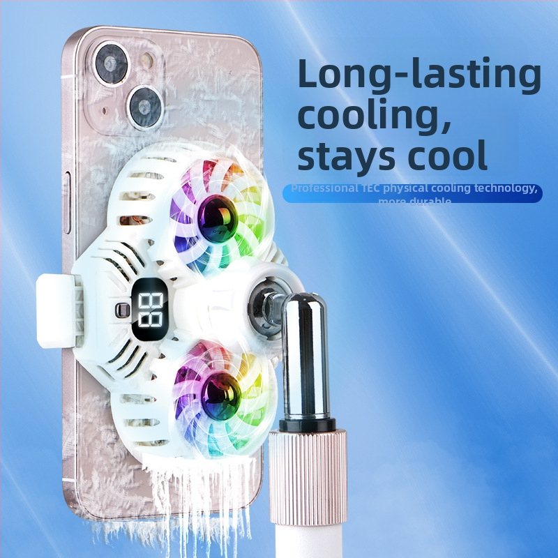 Suport de birou pentru telefon cu răcire din semiconductori dual-core și încărcare wireless, afișaj digital, model Q05, putere 15W