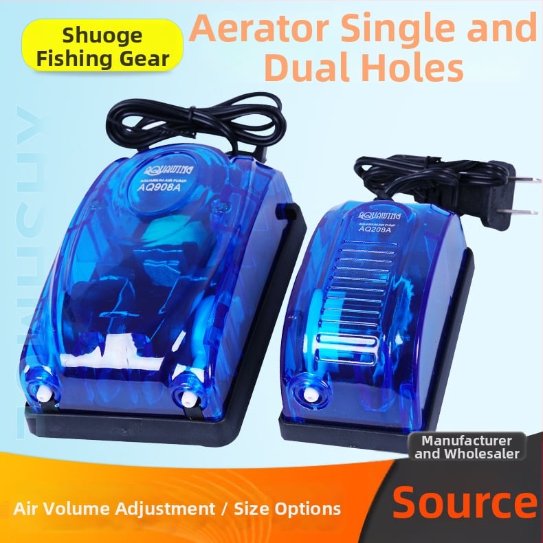 Tichá akváriová oxygen pumpa, kompaktné pre domáce použitie (Typ: oxygen pumpa; Aplikácia: akvárium; Značka: Fruits Fishing Gear; Materiál: Plast)