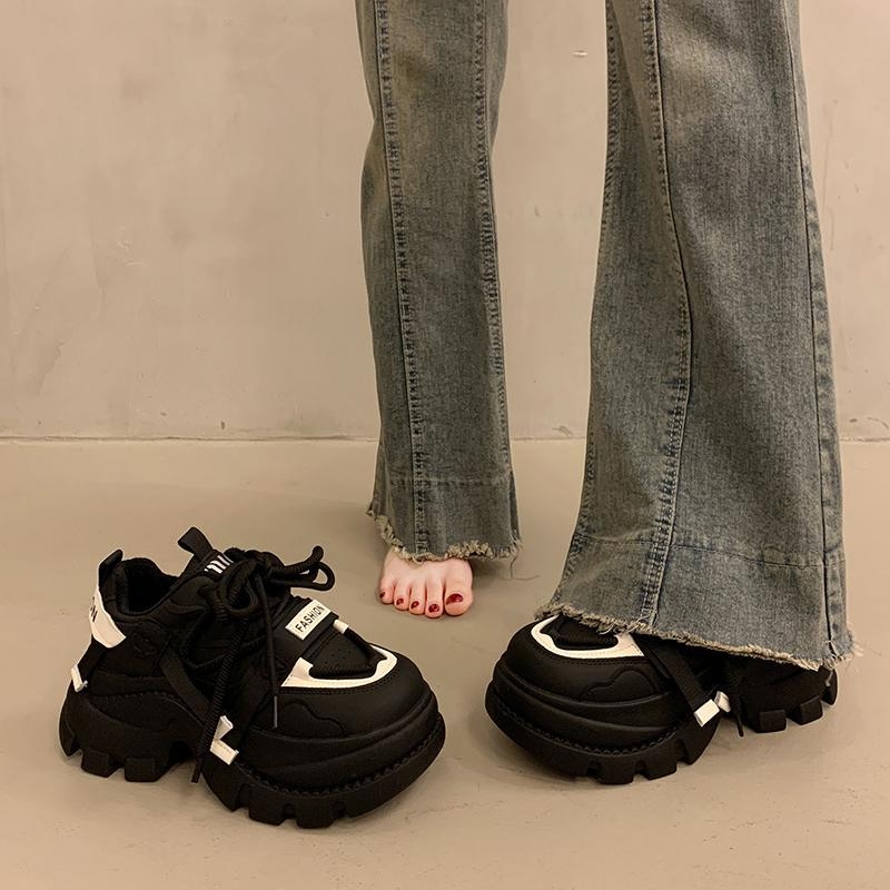 QB8731 Ženske casual sportske ravne tenisice, okrugli vrh, gornji dio od pamuka, uzorak lubanje, visina pete 4–6 cm