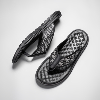 Muške flip-flop sandale – gornji dio od denima, PU đon, injekcijski oblikovan đon, casual, ravni stil