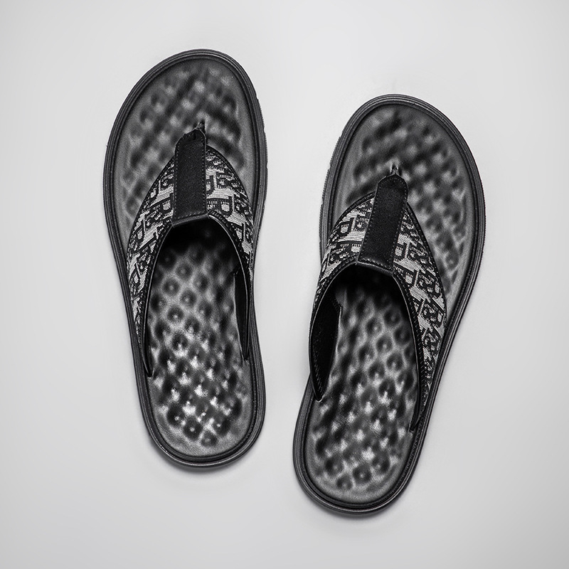 Muške flip-flop sandale – gornji dio od denima, PU đon, injekcijski oblikovan đon, casual, ravni stil