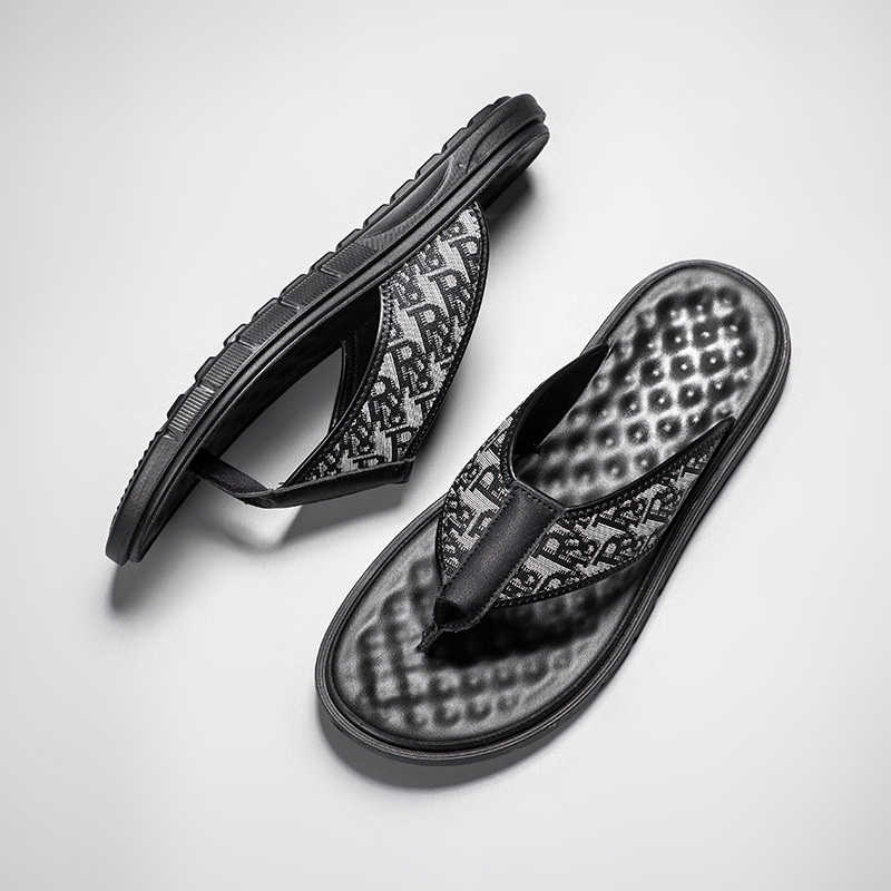 Muške flip-flop sandale – gornji dio od denima, PU đon, injekcijski oblikovan đon, casual, ravni stil