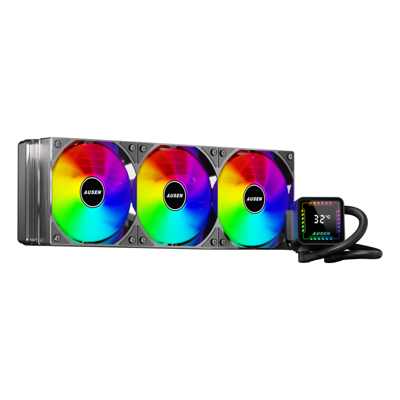 360mm All-in-One CPU vodeno hlađenje s digitalnim prikazom temperature, ARGB osvjetljenjem, bakar-aluminijska konstrukcija, hidraulički ležaj pumpe; kompatibilno s AM4