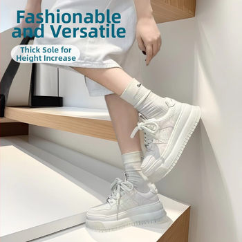 Маратонки с горна част от телешка кожа, дебела подметка за повдигане на височината, нисък връх, връзки, стелка от свинска кожа