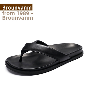 Muške sandale od prave kože: gornji dio od prave kože, gumena potplata, zatvaranje papuče, stil flip-flop