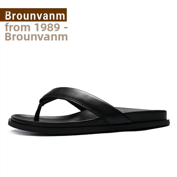 Muške sandale od prave kože: gornji dio od prave kože, gumena potplata, zatvaranje papuče, stil flip-flop