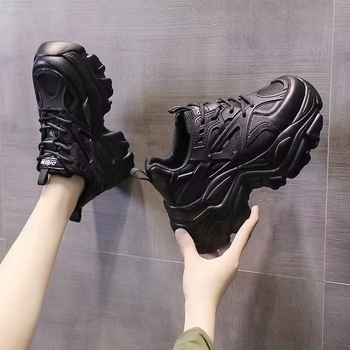 Ženske Dad Sneakers, lagani PU+mesh gornji dio, okrugli vrh, visina pete 3–5 cm, vezanje šnurkama, gumena potplat s injekcijskim oblikovanjem
