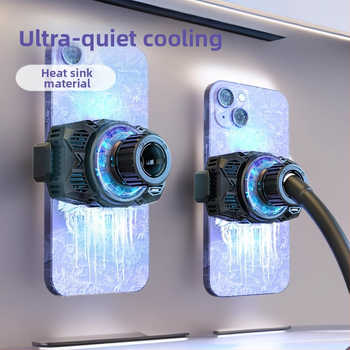 Безшумен охладител за мобилен телефон за лайв стрийминг, модел Q98, 6 W, Type-C, ABS+PC+алюминий, полупроводниково охлаждане, съвместим с Apple и Android