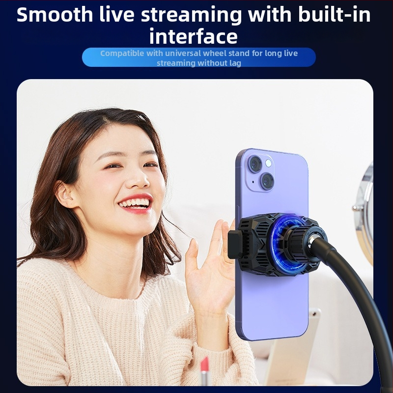 Безшумен охладител за мобилен телефон за лайв стрийминг, модел Q98, 6 W, Type-C, ABS+PC+алюминий, полупроводниково охлаждане, съвместим с Apple и Android