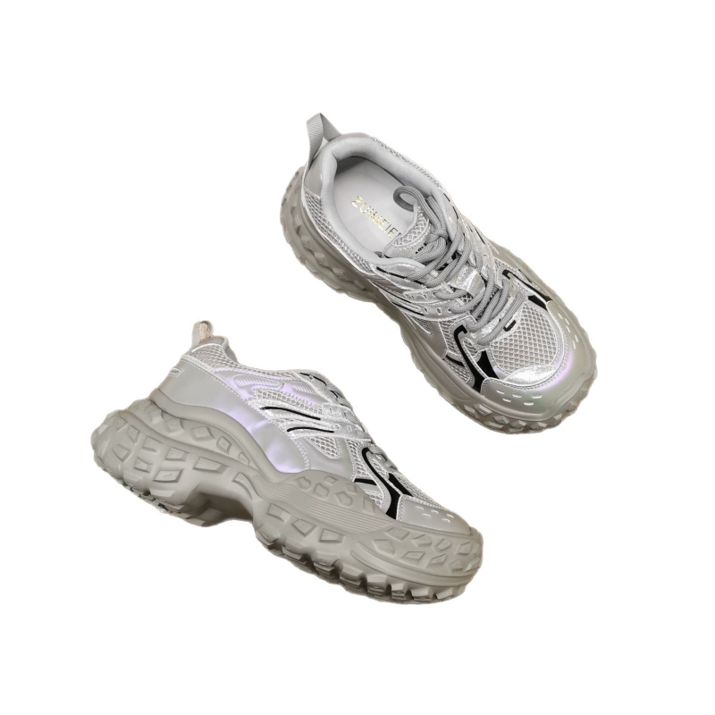 Ženske platforme u stilu dad shoes – gornji dio od kože i mreže, okrugli vrh, platforma 3–5 cm, vezanje, ulošak od prirodne kože