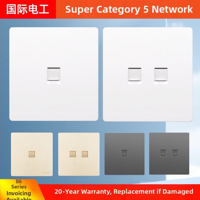 86-тип панел със две гнезда за компютър, стенен монтаж, 10A, под 50V, PVC корпус