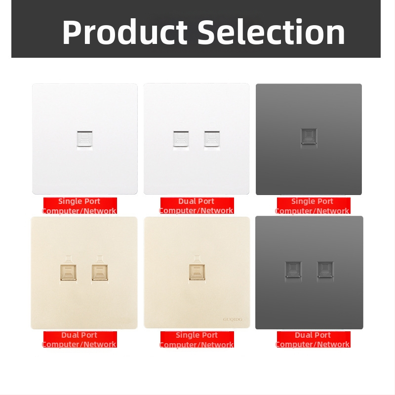 86-тип панел със две гнезда за компютър, стенен монтаж, 10A, под 50V, PVC корпус