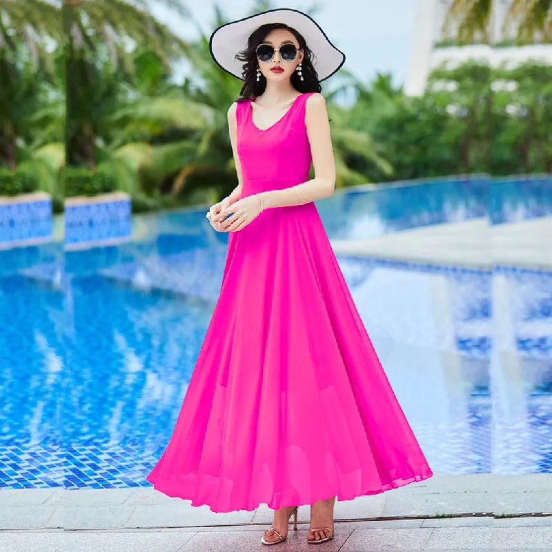 Két részes sifon köpenyes ruha, mintában harmonizáló minta, V-nyakú, ujjak nélkül, hosszú, tündér-stílusú