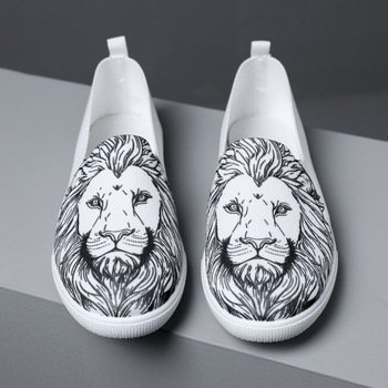 Muške platnene loaferice s niskim gornjim dijelom, prozračne, leopard print, PVC đon, vulkanizirana konstrukcija