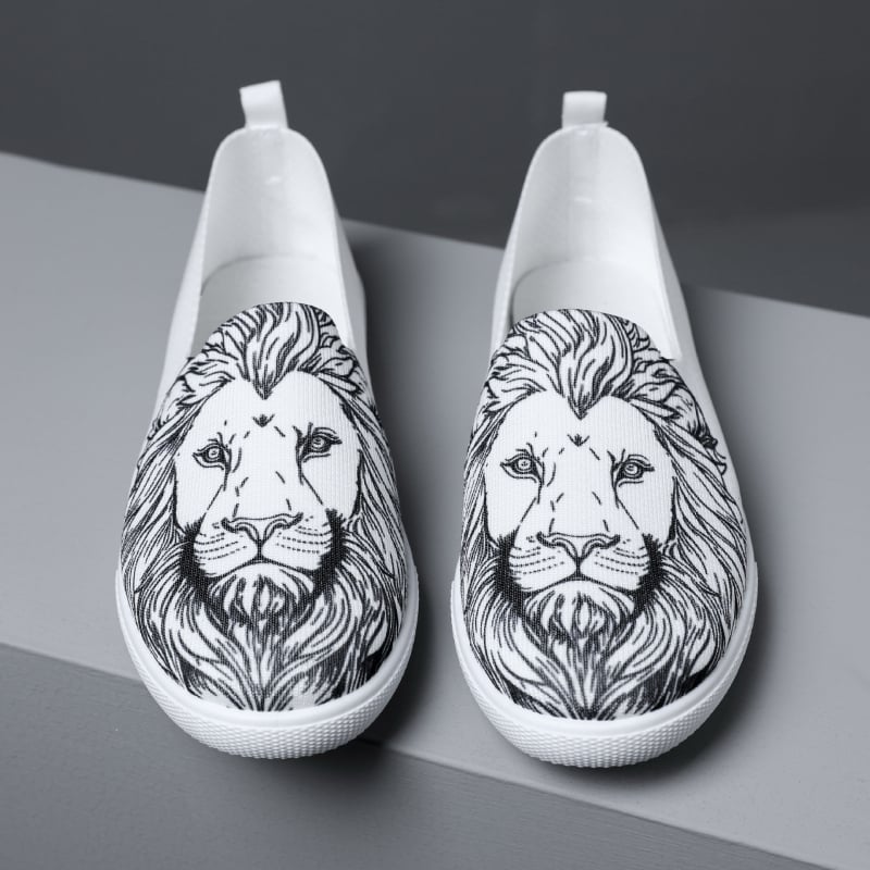 Muške platnene loaferice s niskim gornjim dijelom, prozračne, leopard print, PVC đon, vulkanizirana konstrukcija