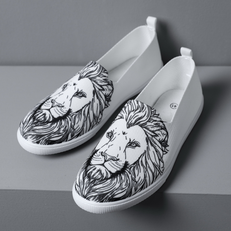 Muške platnene loaferice s niskim gornjim dijelom, prozračne, leopard print, PVC đon, vulkanizirana konstrukcija